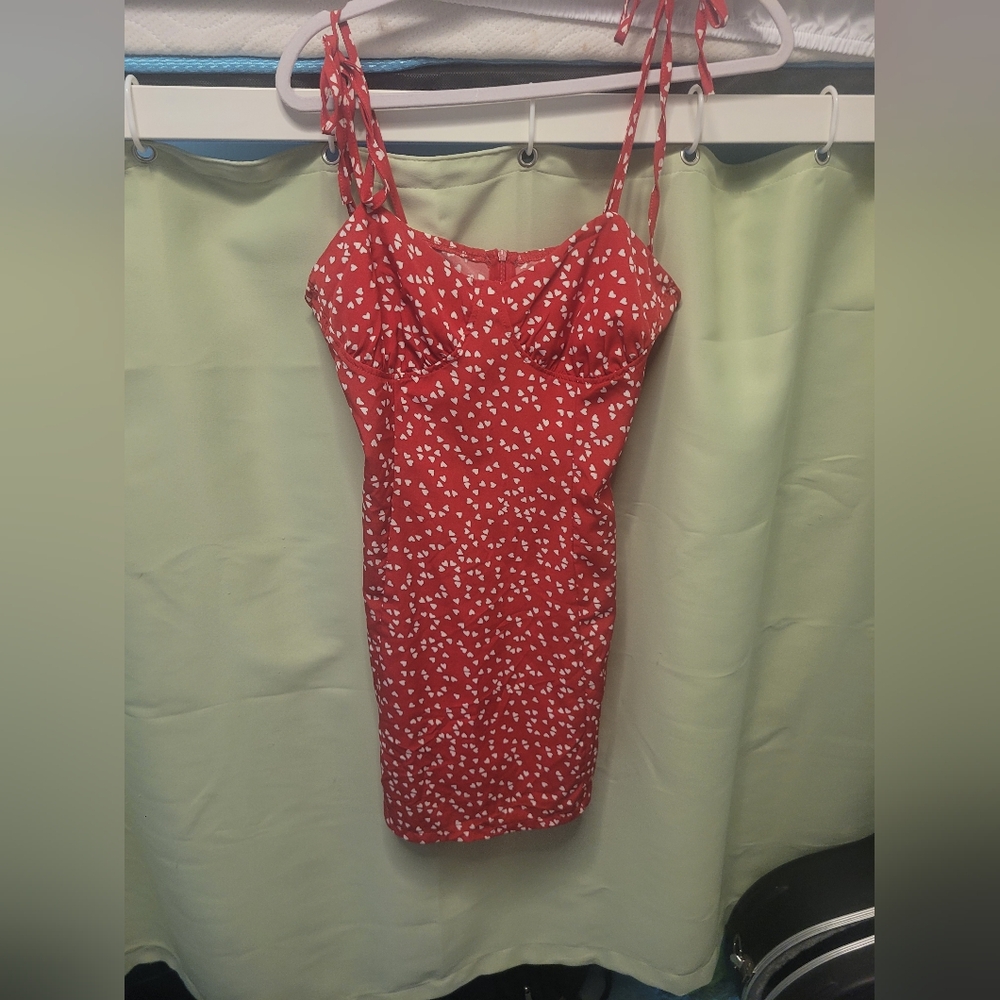Red Dress with White Heart Pattern